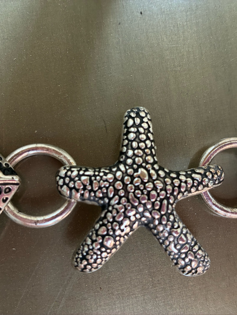 Chico’s Silver Starfish Shell Theme Chain Belt Nautical Fish - Picture 3 of 10